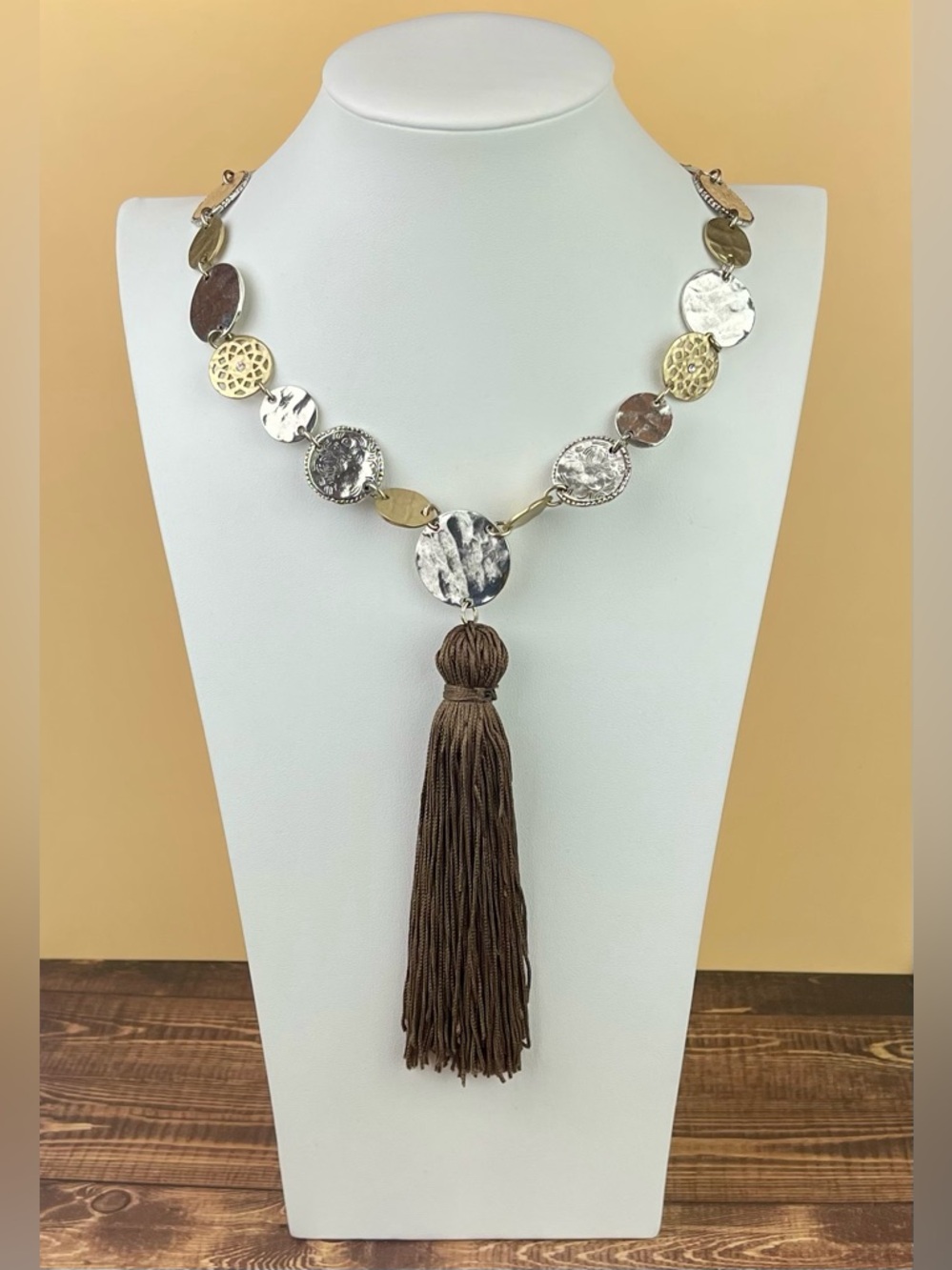 Chico’s Margaret Mixed-Metal Coin & Tassel Necklace